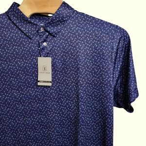 PGA TOUR Mens XXL Pro Series Athletic Fit Golf Polo Shirt Navy Blue Pattern NWT
